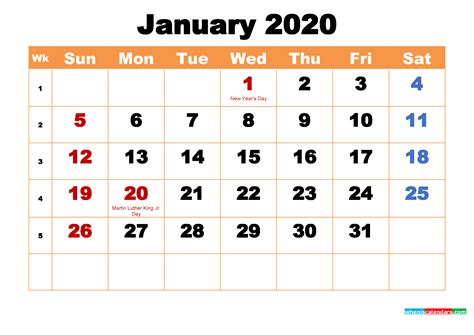 January 2020 Calendar Wallpaper High Resolution