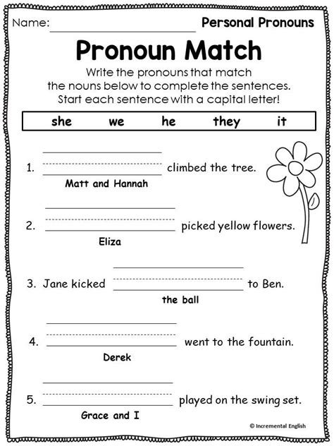 Pronouns 1st Grade Worksheet