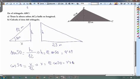 Triangulo Hallar Altura Y Area Del Triangulo Matematicas 2 Eso Ainte