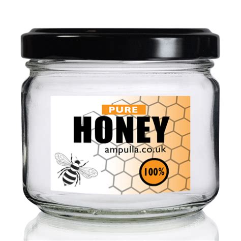 Ml Squat Clear Glass Honey Jar With Lid Ampulla Ltd