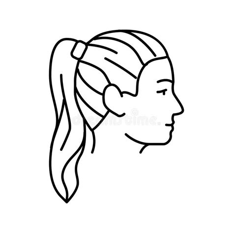 Ponytail Hairstyle Female Line Icon Vector Illustration Stock Vector