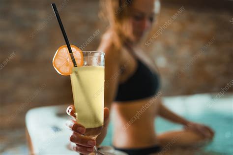 Woman Enjoying Hot Tub In A Spa Stock Image F027 0550 Science