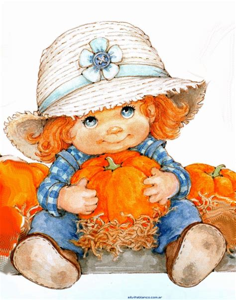Ruth Morehead Cute Little Girl With Pumpkin Image Halloween