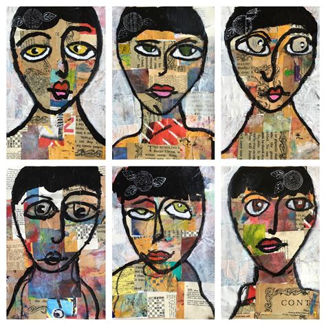 Mixed Media Collage Portraits