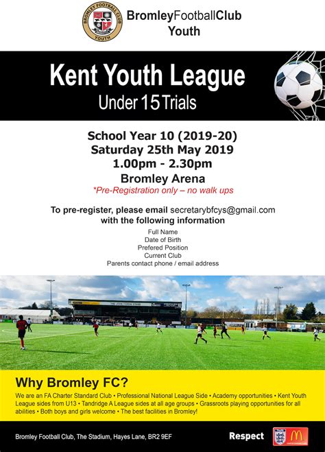 Kent Youth League Trials U13 U14 U15 And U16 Trials Bromley Football