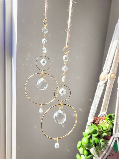 Mirror Ball Hoop Suncatcher Modern Suncatcher Decor Etsy