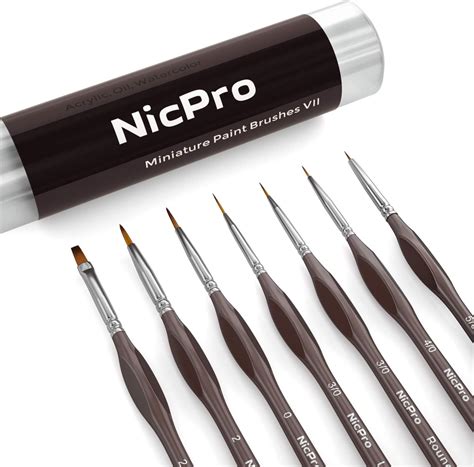 Nicpro Fine Detail Paint Brush Set 7 Pcs Professional Miniature Thin