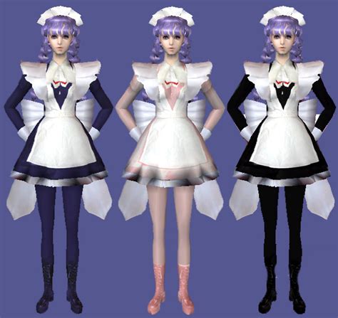 Mod The Sims Chobits Yuzukis Maid Outfit Also In Black And Pink