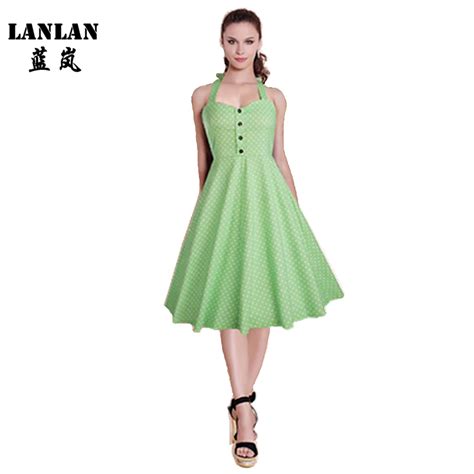 lanlan black green polka dot strapless dress summer sleeveless midi length 50s 60s dresses women