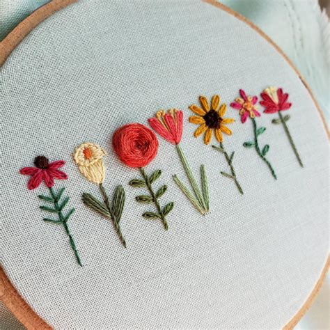 Flower Embroidery Pattern Coneflower Calla Lily Rose Etsy Embroidery