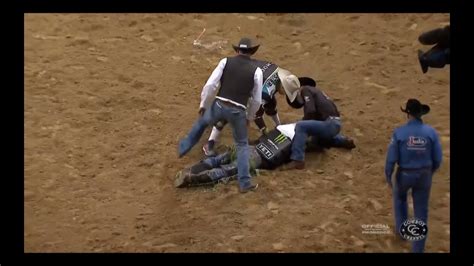 JB Mauney PRCA NFR Round 2 Bull Riding Wreck YouTube