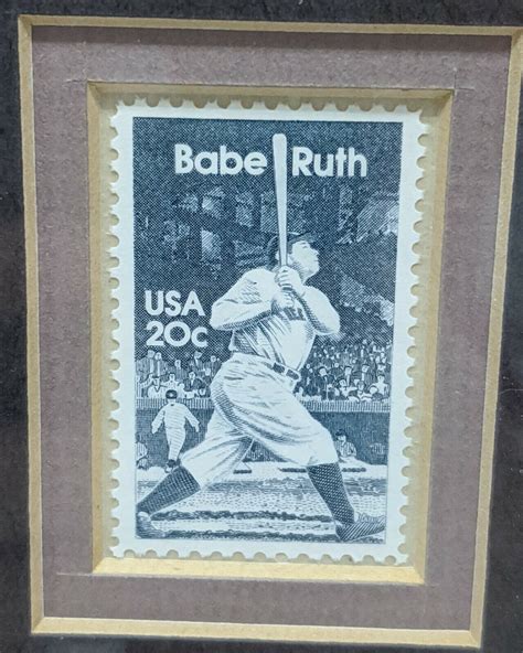 BABE RUTH Stamp Baseball 20c Cent Stamp Framed Matted Etsy