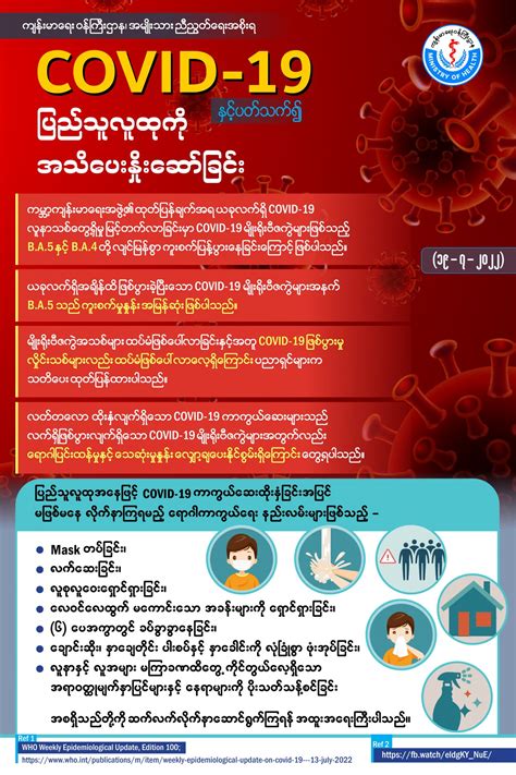 Updates On Covid 19 19 7 2022 Ministry Of Health Moh Myanmar