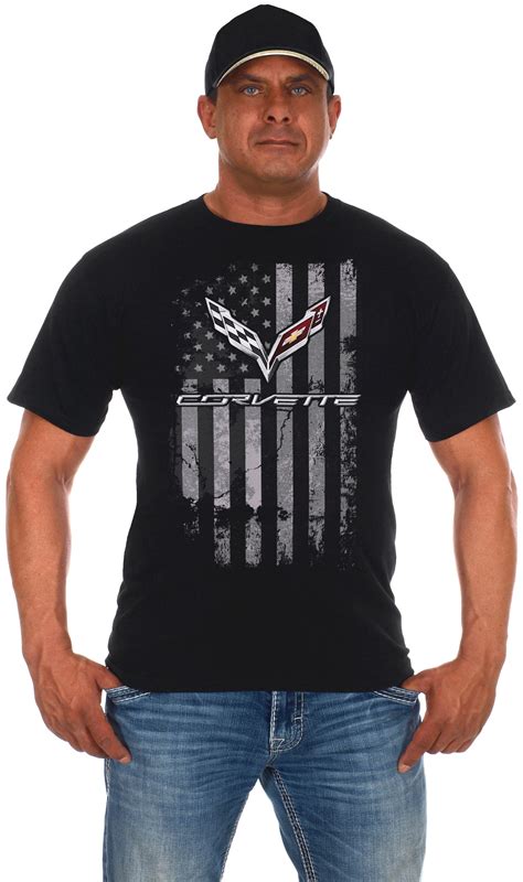 Jh Design Group Mens Chevy Corvette Distressed American Flag T Shirt