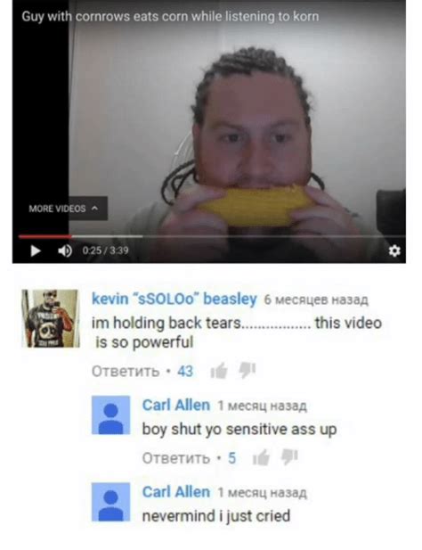 Guy With Cornrows Eats Corn While Listening To Korr More Videos 025339