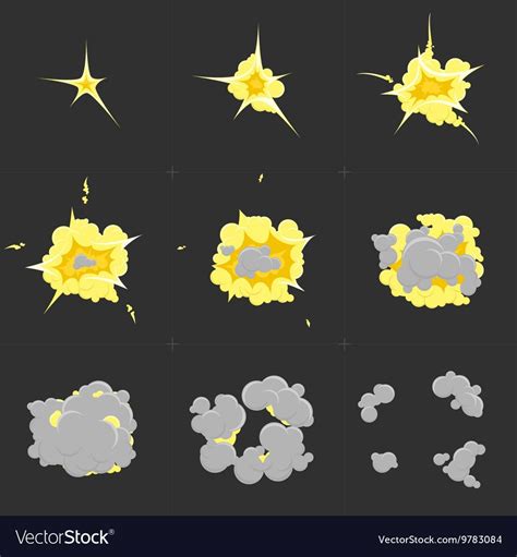 Vector Illustration Cartoon Explosion Effect With Smoke Effect Boom