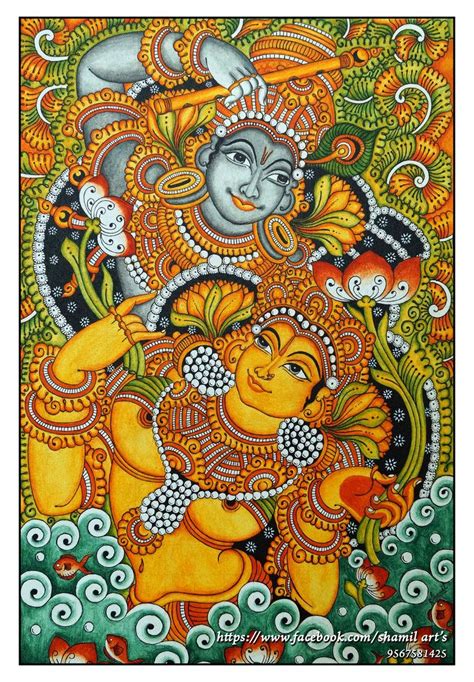 Krishna And Radha Kerala Mural Painting Mural Art Design Mural Painting