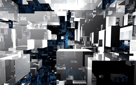 Abstract Blue Black Pattern White Infinity Cube Wallpapers Hd