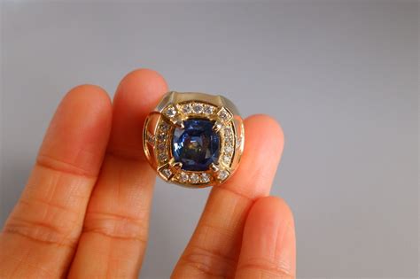 6ct Dark Blue Sapphire Men S Ring 18k Gem Gardener