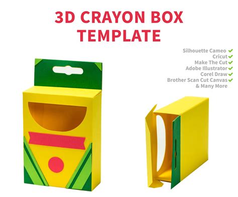 Crayon Box Template 3D Crayon Box Template Crayon Box | Etsy
