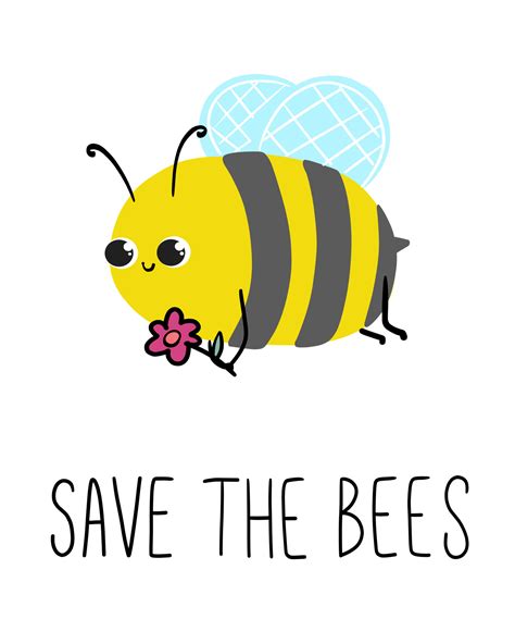 Says Save The Bees Cute Insect Postcard Poster Background Hand