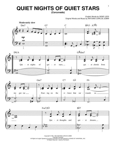 Quiet Nights Of Quiet Stars Corcovado Free Music Sheet