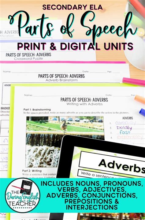 Parts Of Speech Digital And Print Unit Activities And Assessments In