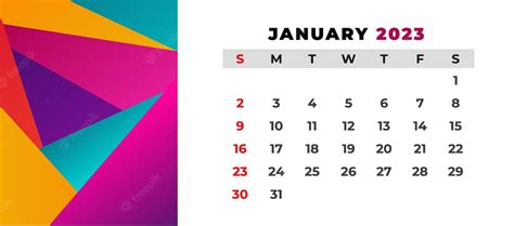 Premium Vector Modern January 2023 New Year Calendar Design Template