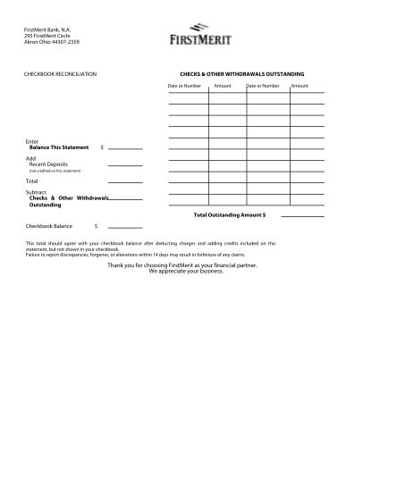 Printable Checkbook Balance Worksheet