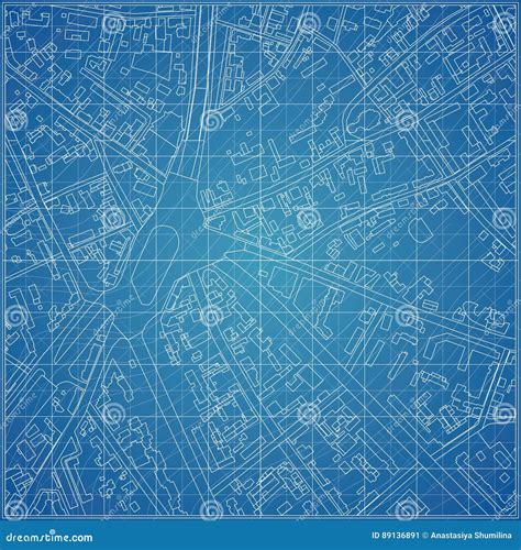 Vector Blueprint With City Topography Stock Vector Illustration Of