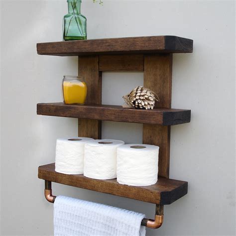Stain the shelves and mount them on the wall. Rustic Bathroom Shelves