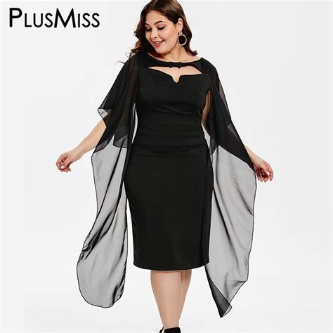 Plusmiss Plus Size Xxxxxl Elegant Chiffon Shawl Party Dresses Women
