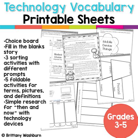 Technology Vocabulary Worksheets 3 5