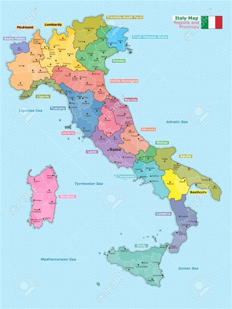 Carte De L Italie Avec Les R Gions Et Les Provinces Itali Kaart