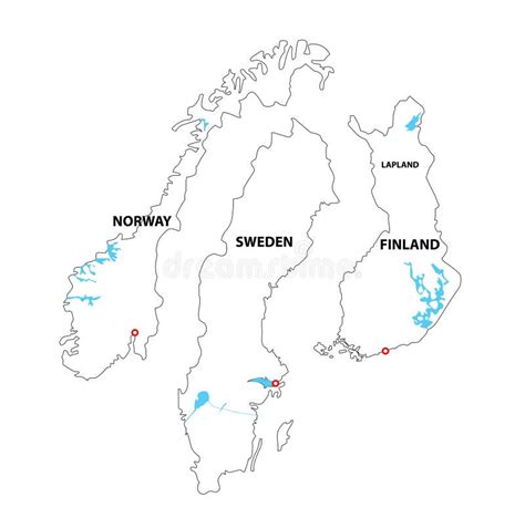 Getrennte Karten Von Norwegen Von Schweden Und Von Finnland Vektor