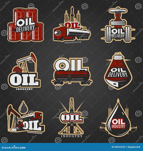 Oil Industry Colorful Logos Stock Vector Illustration Of Petroleum