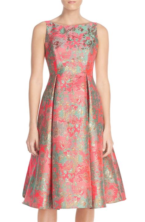 Adrianna Papell Metallic Jacquard Fit And Flare Dress Nordstrom