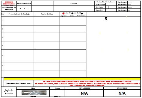 Instruccion De Trabajo Estandarizada Template