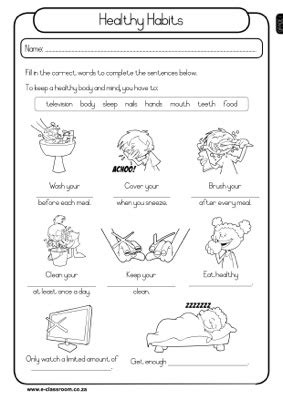 Kids can learn about healthy food and junk food. 16 Best Images of Hygiene Worksheets 1st Grade - Healthy ...