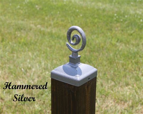 Decorative Whimsical Iron Spiral Post Cap for 4x4 Wood Fence Post - Madison Iron and Wood