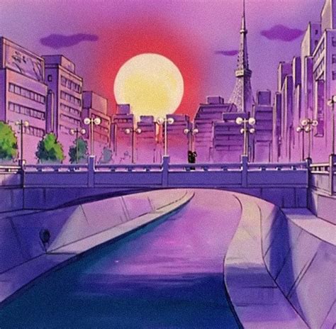 90s Aesthetic Purple Anime Wallpaper