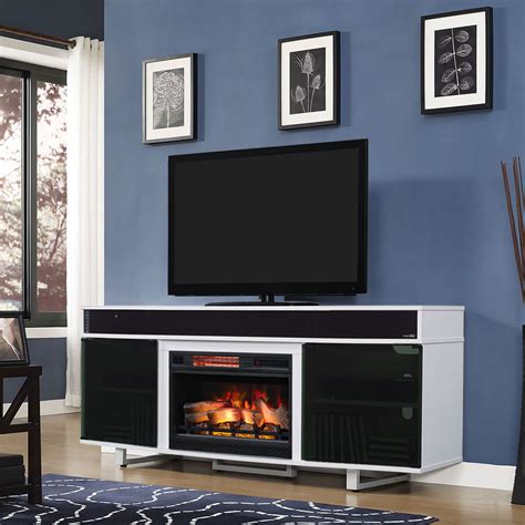 Entertainment centers with electric fireplaces are a great way to enhance the look of any room in a home. Enterprise Electric Fireplace Entertainment Center in White