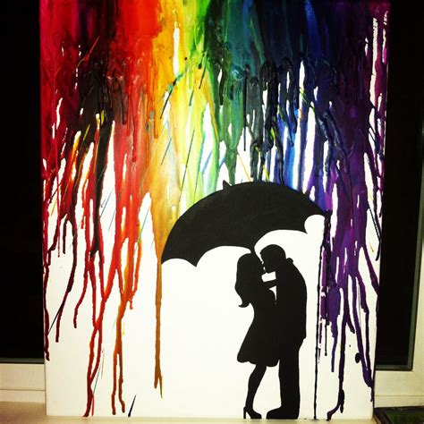 Melted Crayon Art On Canvas By Lauren Elizabeth Couple Kissing