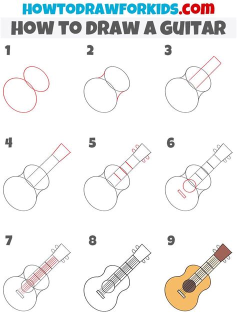 How To Draw A Guitar Step By Step Easy Drawing Tutorial For Kids