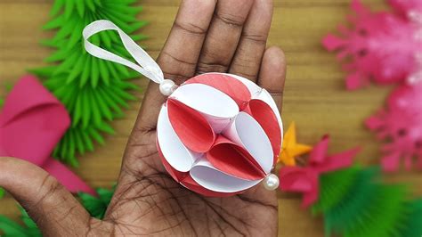 how to make paper ball ornaments for christmas decorations christmas tree ornaments youtube