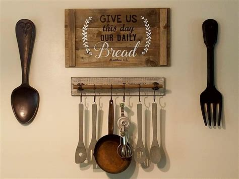 Dining room wall decor hobby lobby. Give us this day, our daily bread. Fork spoon farmhouse ...