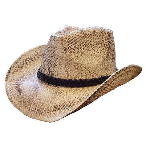 Natural Straw Vintage Look Cowboy Hat 57cm 59cm Uk Clothing