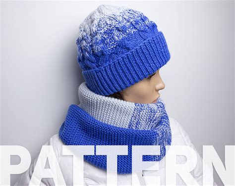 Gradient Cable Beanie And Neck Warmer Knitting Pattern Row By Row Knit
