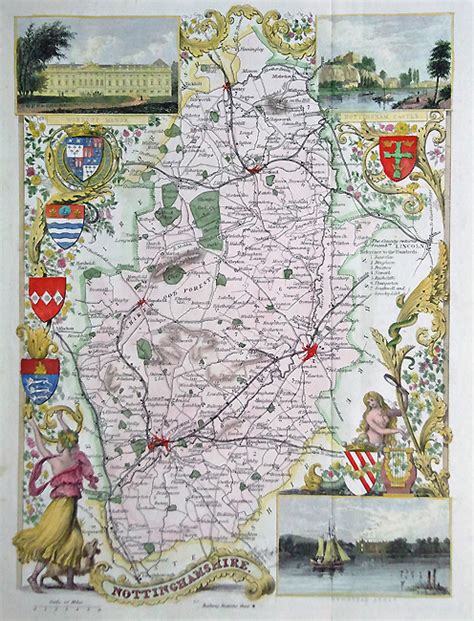Antique Map Of Nottinghamshire By Thomas Moule