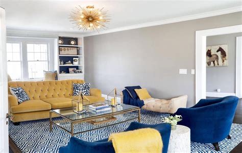 10 Navy Blue And Yellow Living Room Ideas Decoomo